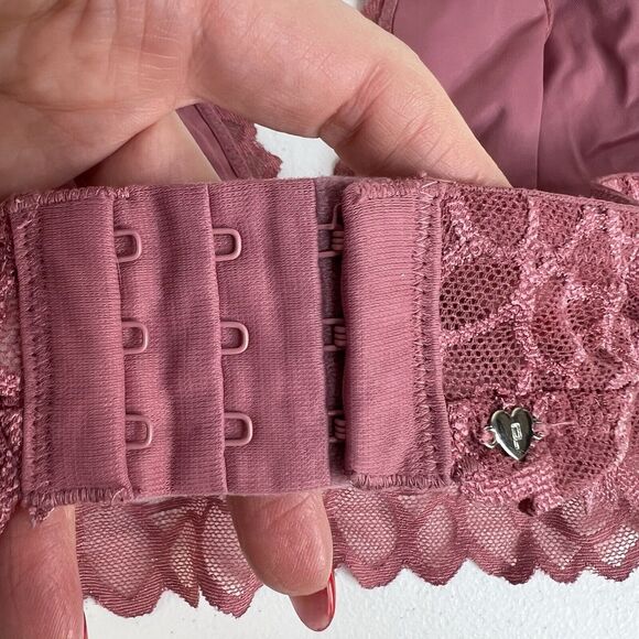 PINK Victoria's Secret L Large Bra Lace Bralette Halter Wireless Mauve Pink - Picture 7 of 15